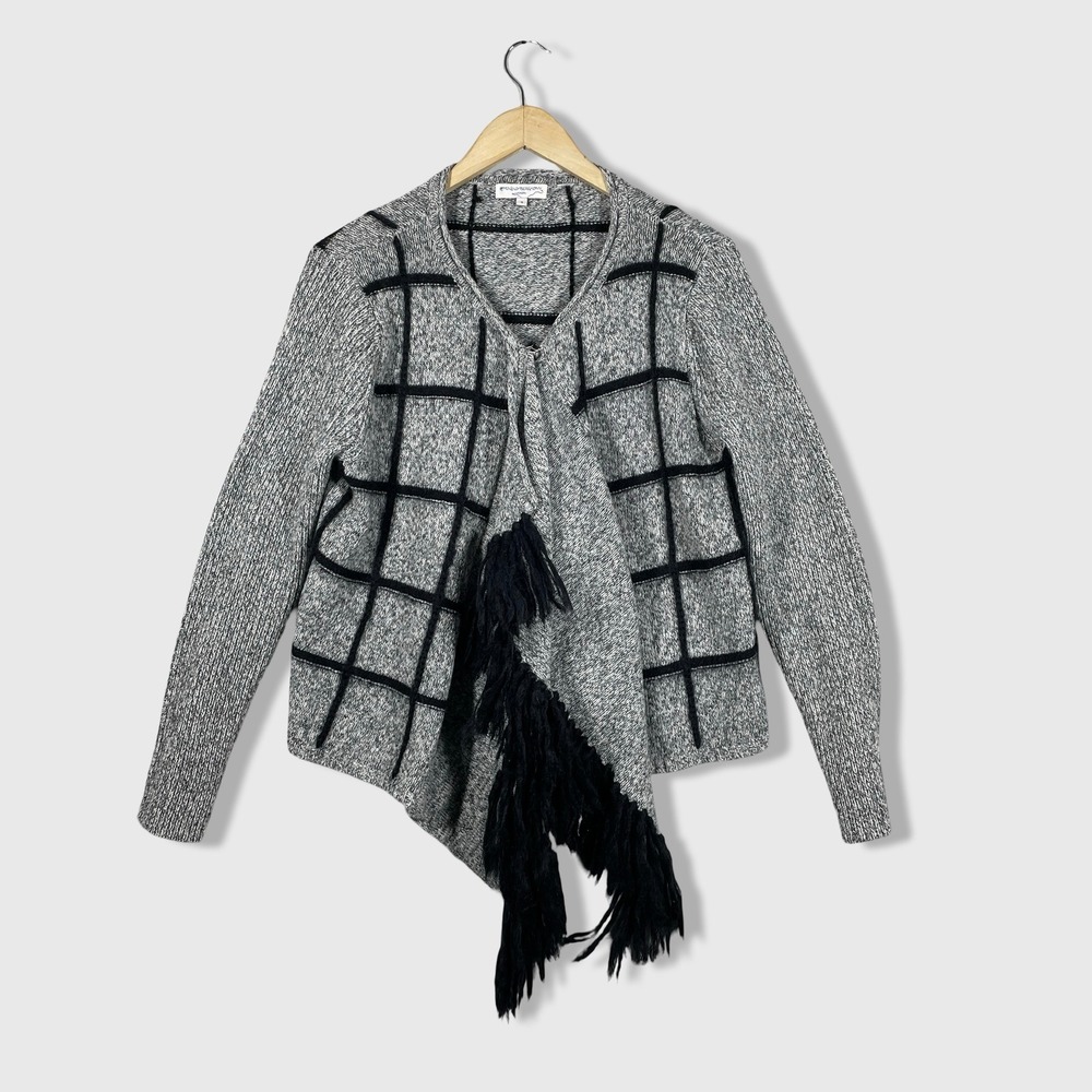 Opening Ceremony Knit Cardigan Asymmetrical Fringe Womens S Boho Chic Eclectic